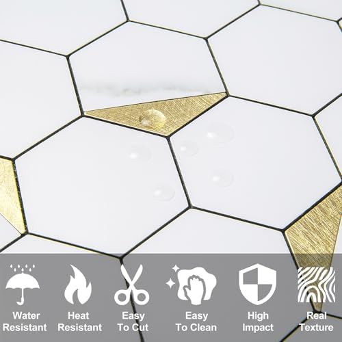 DICOFUN 10-Sheet Hexagon Tile Peel and Stick Backsplash - Image 3