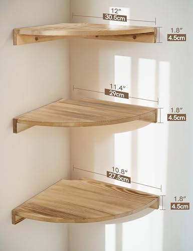 Corner Wall Shelves, Rustic Wood Floating Shelf - Image 3