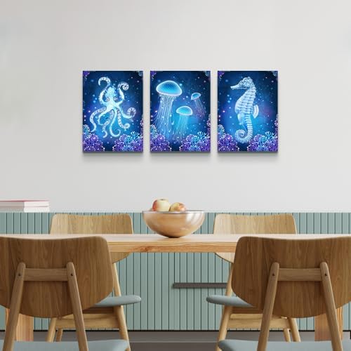 Lapremoly Blue Ocean Animal Seascape Canvas Prints Wall Art Paintings - Image 3