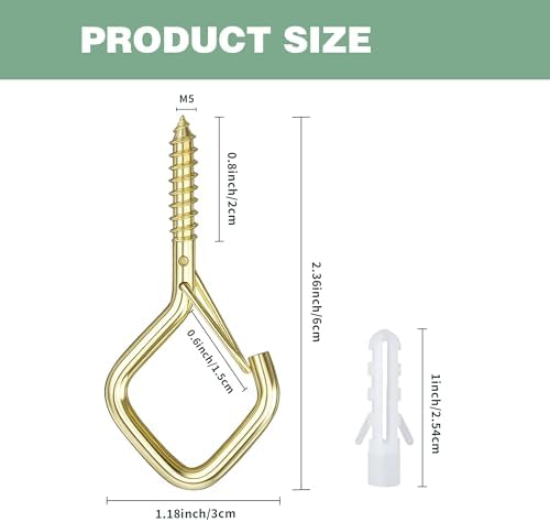 2.36IN Ceiling Screw Hooks for Hanging Plants, Safety Buckle - Image 2