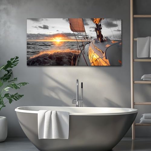 Yxbhhym Large Pictures Living Room Coastal Wall Art Black and White Beach - Image 6