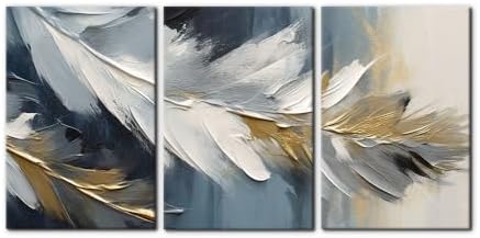 Pacimo Abstract Canvas Wall Art, Feather Pictures Modern Wall Decor by Pacimo