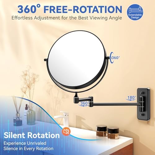 Auxmir 8" Double-Sided Wall-Mounted Makeup Mirror, 1X/30X Magnifying Mirror - Image 3