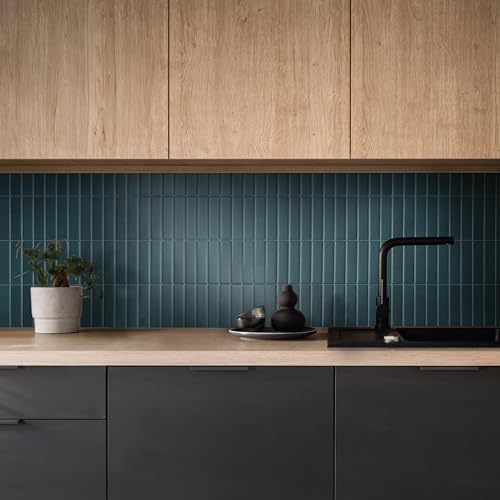 Smart Tiles Peel and Stick backsplash, Stacked Deep Teal - Image 2