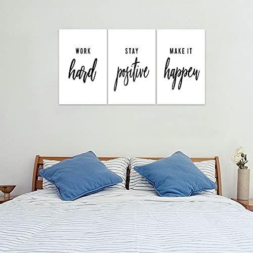 3 Piece Inspirational Wall Art, Quote "Work Stay Make It" Canvas Print - Image 2
