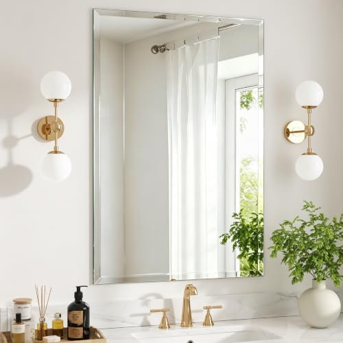 36" x 24" Beveled Edge Frameless Rectangle Mirror by GOAND