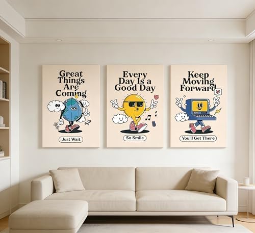 3Pcs Framed Vivid Retro Wall Art Canvas Motivational Posters Aesthetic Funny - Image 3