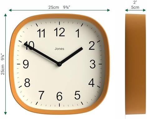 JONES CLOCKS® Sprite wall Clock | Modern Square Clock | 10" | Yellow - Image 4