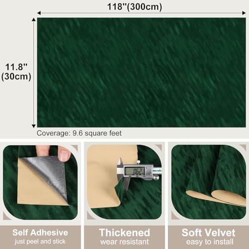 Dark Green Velvet Contact Paper, Self Adhesive Fabric Flocking Liner - Image 7
