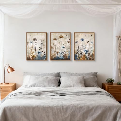 WENGTIAO 3 Pcs Vintage Framed Canvas Wall Art Prints Nature Flowers 16"x24" - Image 3
