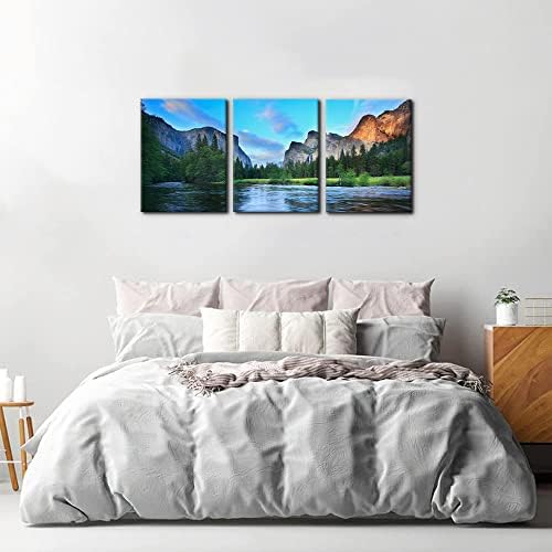 Pacimo Mountain Canvas Wall Art Panorama of Yosemite Valley Pictures Painting - Image 3