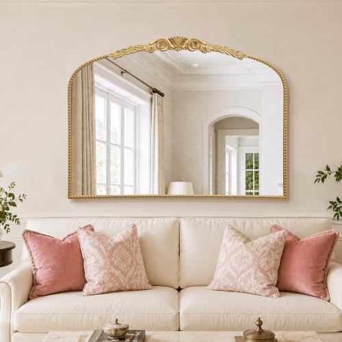 Besdomus Vintage Arched Wall Mirror: 40”x29” Rose Gold Dresser Mirror - Image 6
