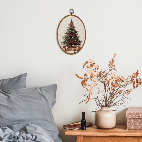 KSDUT Vintage Christmas Tree Oval Wall Art 8.6"x11.4" - Image 2