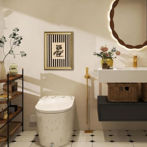 Funny Raccoon Bathroom Wall Art Cute Raccoon Holding Toilet Roll Wall Decor - Image 2