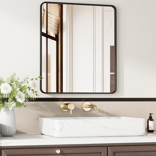 Black Bathroom Mirror 28X32 Inch Bathroom Vanity Mirror - Image 2