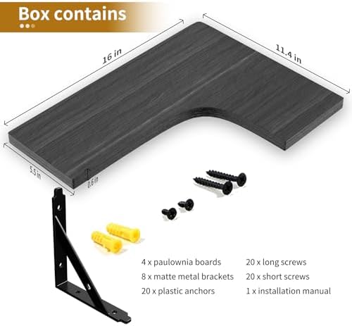ROMGUAR CRAFT Corner Floating Shelves Wall Mounted Set of 4 - Image 4