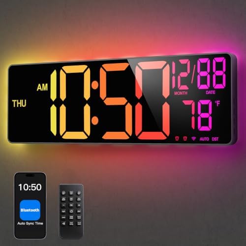 Large Digital Wall Clock for Classroom, 15.5" LED Digital Clocks by Tempospark
