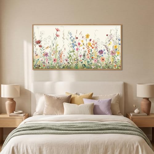 Aryroi Watercolor Colorful Wildflower Framed Canvas Wall Art Set- 40"x20"x1 - Image 4