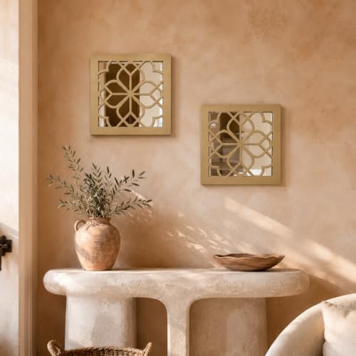 Set of 2 Boho Square Wall Mirrors - Image 6