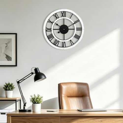 16 Inch Rustic Wall Clock Silent Non-Ticking Wooden Wall Clocks - Image 2
