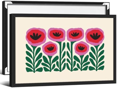 Heltrappe Pink and Green Flower Poster Vintage Nature Abstract Botanical Wall by Heltrappe