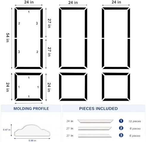 Peel and Stick Wall Molding Kit, Pre Cut Accent Wainscoting Panels - Image 2