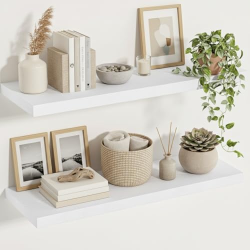 Vivelove White Floating Shelves 12 Inches Deep, 36 X 12 Inch by VIVELOVE