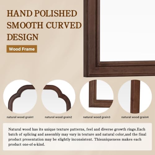 WallBeyond Wooden Framed Wall Mirror, Natural Wood Bathroom Vanity Mirror - Image 5