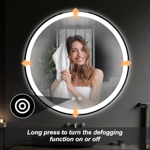 36 Inch LED Bathroom Mirror, Round Wall Mount Vanity Mirror - Image 3