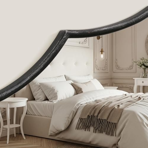 Besdomus Black Scalloped Wall Mirror: 47"x31" Large Wooden Fireplace Mirror - Image 5