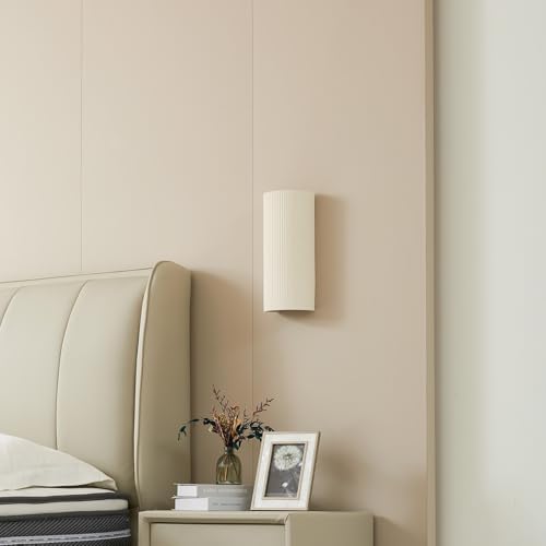 12" Modern Ribbed Plaster Wall Sconce, Indoor Wall Lamp - Image 3