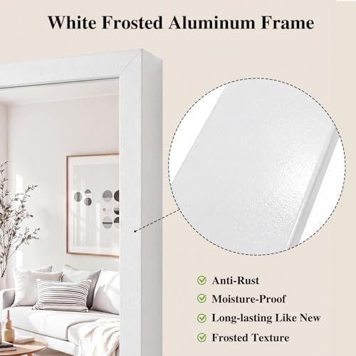 Koonmi White Rectangle Wall Mirror, 30x36 Inch Bathroom Mirror, Aluminum Frame - Image 4