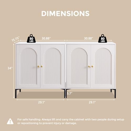 IFGET 61.75" W Modern Arched Sideboard Buffet Cabinet - Image 2