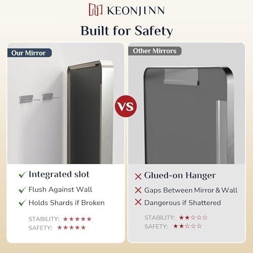 Keonjinn 24 x 36 Inch Brushed Nickel Bathroom Mirrors - Image 5