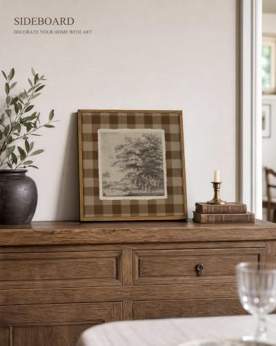 VIYYIEA Vintage Square Framed Wall Art, Sketch Oak Tree Landscape Prints - Image 2