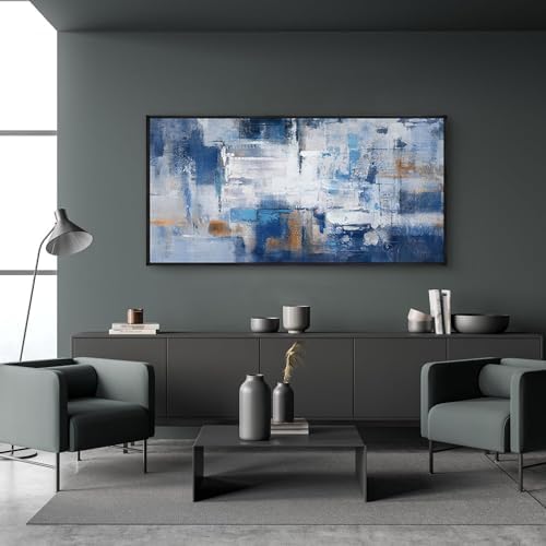 KLAKLA Navy Blue Abstract Canvas Wall Art - Image 4