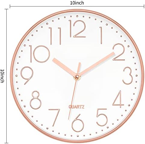 Foxtop 10" Modern Wall Clock Silent Battery Operated Rose Gold Clock - Image 2