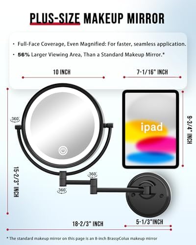 10" Large Brass 5X Magnifying Makeup Mirror Wall Mounted - Image 5