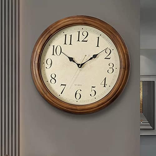 CHIRAY 16-Inch Solid Wood Silent Non-Ticking Decorative Wall Clock - Image 6