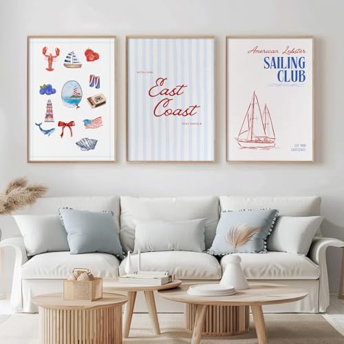 Baccone Coastal Wall Art Preppy Aesthetic Wall Decor Trendy East Coast Wall Art - Image 5
