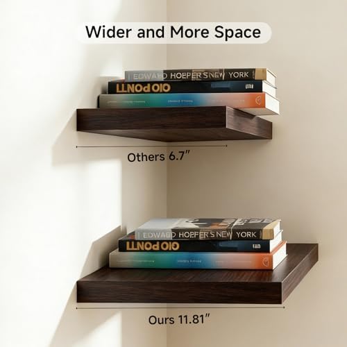 17.5in Black Floating Shelves for Wall, Home Decor - Image 4