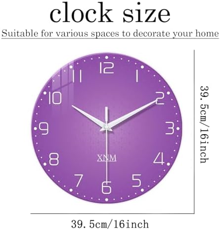 XNM Large Glass Wall Clock for Girls Bedroom 16 Inch - Image 3