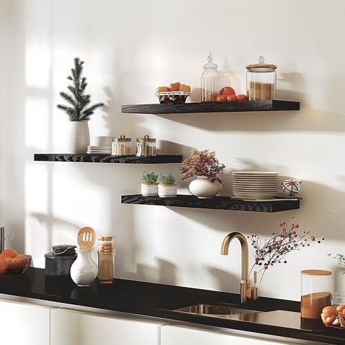 24 Inch Black Wood Floating Shelves - Image 4
