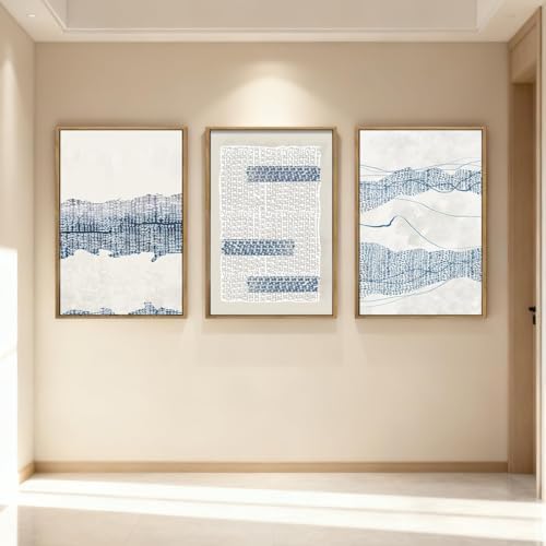 IARTTOP Large Blue Abstract Canvas Wall Art Framed 24x36 Inch Neutral - Image 4