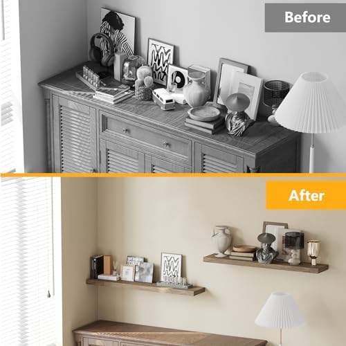 BAMEOS Floating Shelves, 40 in W x 8in D Wall Mounted Wooden Shelves - Image 7