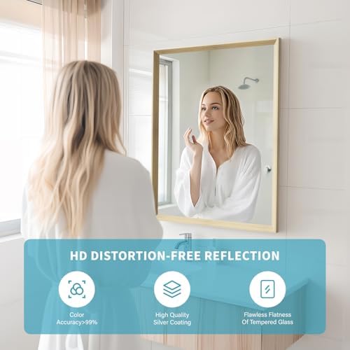 Oak Wood Effect Framed Wall Mirror, 22x30 Rectangle Mirror - Image 3