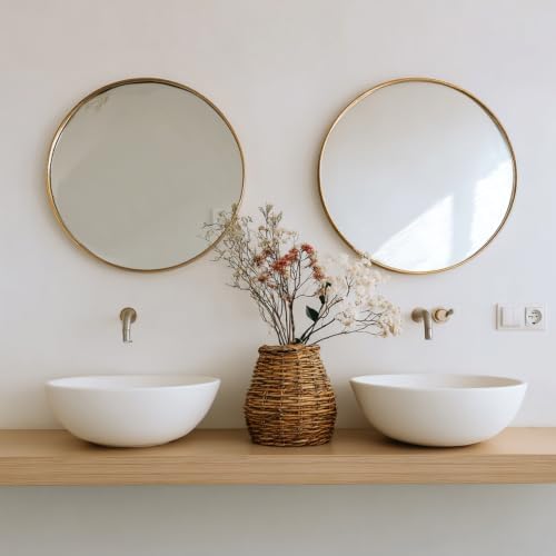 Sunniry Gold Round Mirror 26 inch, 2 Pack Wall Mirror, Brushed Metal Frame - Image 4