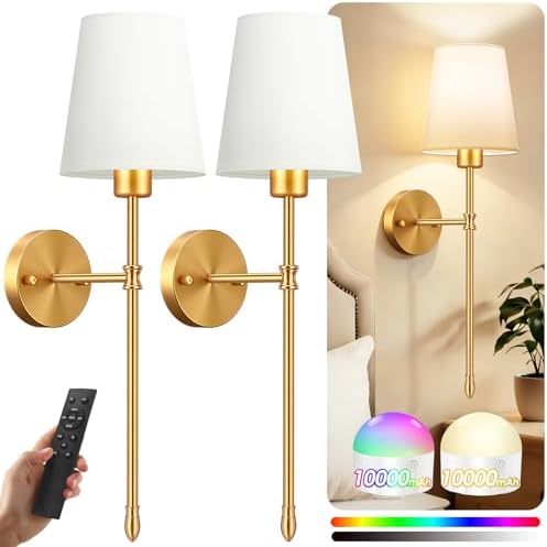OCATO Battery Operated Wall Sconce 10000mAh Wireless Wall Sconce Set of Two by OCATO