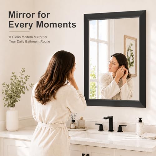 SMIROR 24x28 Matte Black Bathroom Vanity Mirror - Image 4