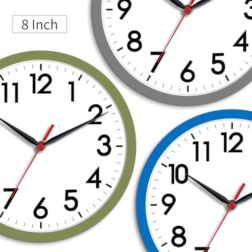 AKCISOT 8 Inch Wall Clock, Silent Battery Operated Analog Clock - Image 6